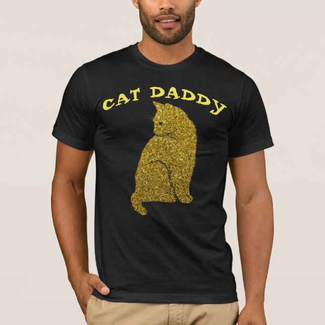 CAT DADDY FAUX GOLD GLITTER BLACK T-SHIRTS (Front)