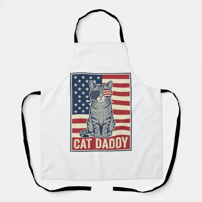 Cat Daddy Patriotic Cat Vector Design_1 Apron (Front)