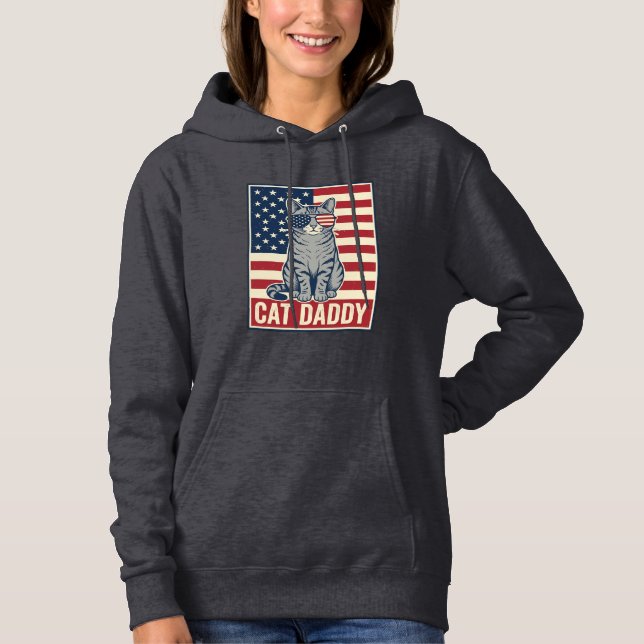 Cat Daddy Patriotic Cat Vector Design_1 Hoodie (Front)