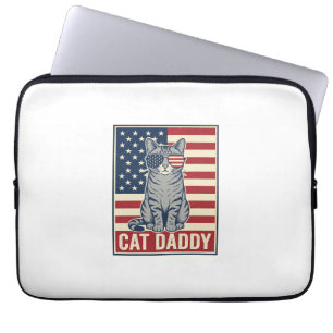 Cat Daddy Patriotic Cat Vector Design_1 Laptop Sleeve