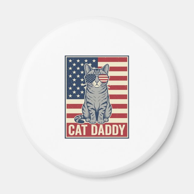 Cat Daddy Patriotic Cat Vector Design_1 Magnet (Front)