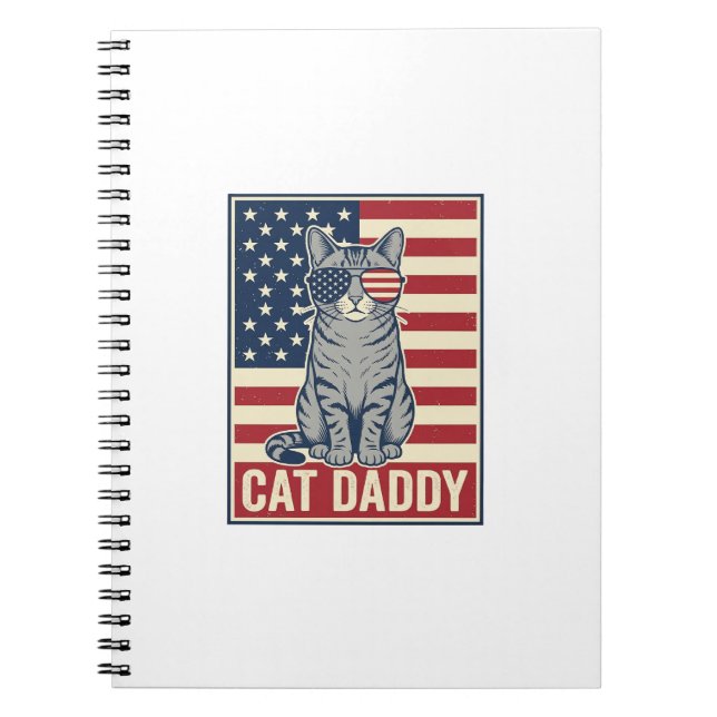 Cat Daddy Patriotic Cat Vector Design_1 Notebook (Front)