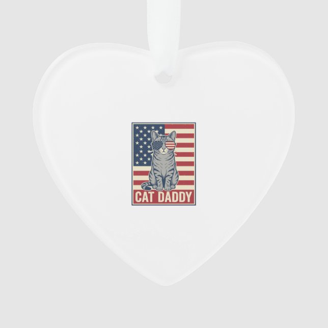 Cat Daddy Patriotic Cat Vector Design_1 Ornament (Front)