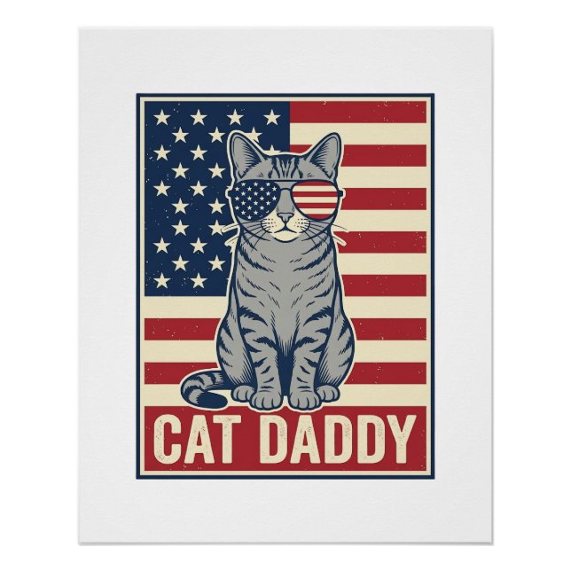 Cat Daddy Patriotic Cat Vector Design_1 Poster (Front)