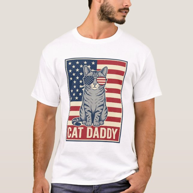 Cat Daddy Patriotic Cat Vector Design_1 T-Shirt (Front)