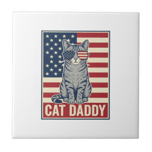 Cat Daddy Patriotic Cat Vector Design_1 Tile