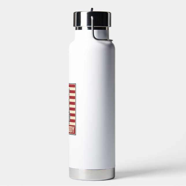 Cat Daddy Patriotic Cat Vector Design_1 Water Bottle (Left)
