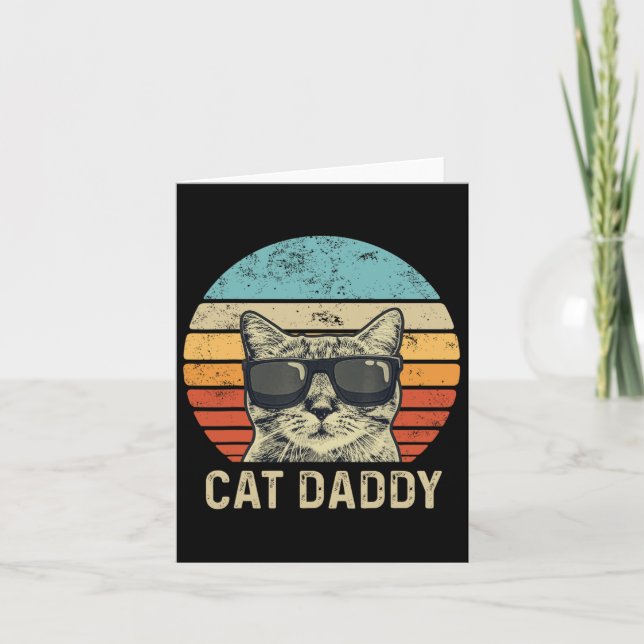 Cat Daddy Retro Cat Sungles Cool Cat Dad Gift Fath Card (Front)
