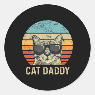 Cat Daddy Retro Cat Sungles Cool Cat Dad Gift Fath Classic Round Sticker