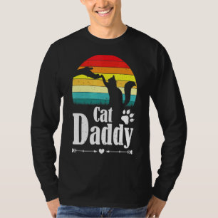 Cat Daddy Retro Distressed Sun With Hand And Cat P T-Shirt