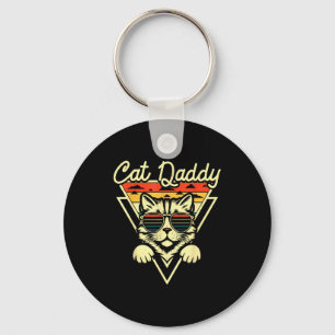 Cat Daddy Retro Sungles Cat Fur Dad Papa Vintage C Key Ring