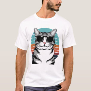 Cat Daddy Sunglasses Sunset Retro Fur Dad Papa T-Shirt