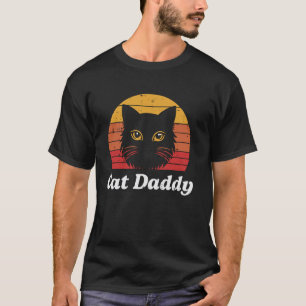 Cat Daddy Sunset Retro Kitten Fur Dad Papa Fathers T-Shirt