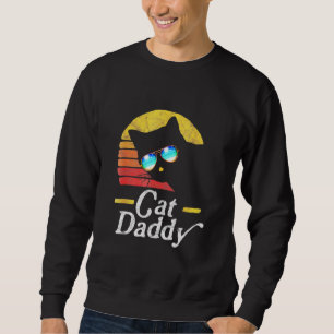 Cat Daddy Vintage 80s Cat Retro Sunglasses Distres Sweatshirt