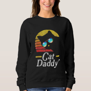 Cat Daddy Vintage 80s Cat Retro Sunglasses Distres Sweatshirt