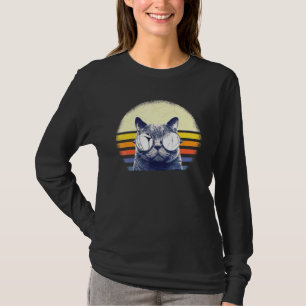 Cat Daddy Vintage 80s Cat Retro Sunglasses Distres T-Shirt
