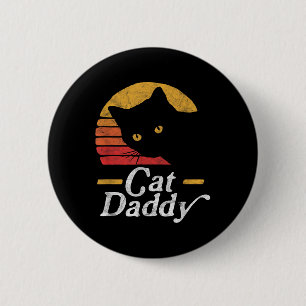 Cat Daddy Vintage Eighties Style Cat Retro Distres 6 Cm Round Badge