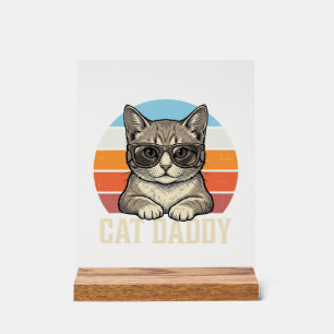 Cat Daddy Vintage Sunset Cool Cat Shirt Design_1 Acrylic Sign