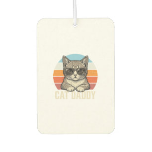 Cat Daddy Vintage Sunset Cool Cat Shirt Design_1 Car Air Freshener