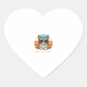 Cat Daddy Vintage Sunset Cool Cat Shirt Design_1 Heart Sticker