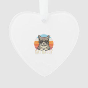 Cat Daddy Vintage Sunset Cool Cat Shirt Design_1 Ornament