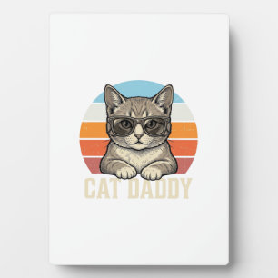 Cat Daddy Vintage Sunset Cool Cat Shirt Design_1 Plaque