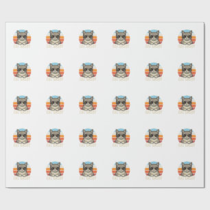 Cat Daddy Vintage Sunset Cool Cat Shirt Design_1 Wrapping Paper
