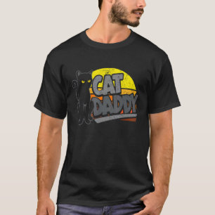 Cat Daddy Vintage Sunset Retro Distressed Fathers T-Shirt