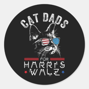 Cat Dads For Harris Waltz 2024 Usa Flag Classic Round Sticker