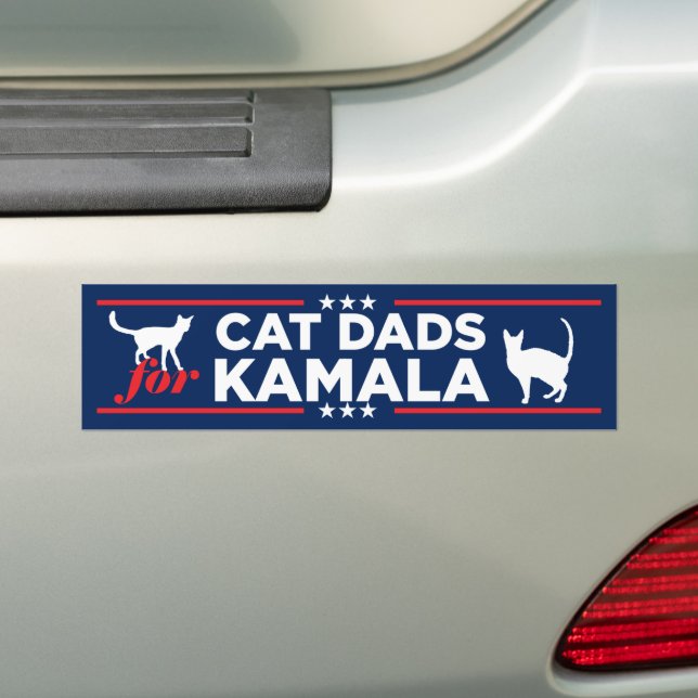 Cat Dads for Kamala 2024 Bumper Sticker (On Car)