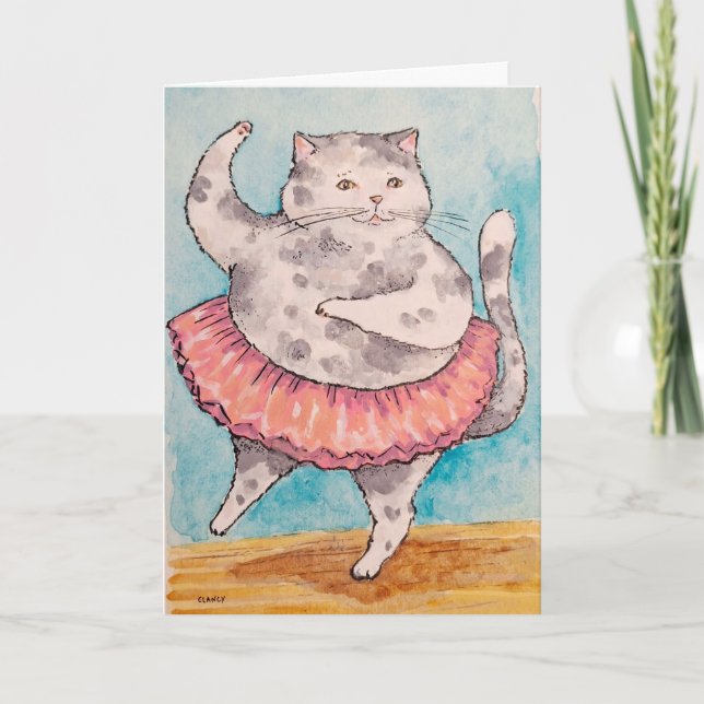 Cat Dancing Get Well card (Front)