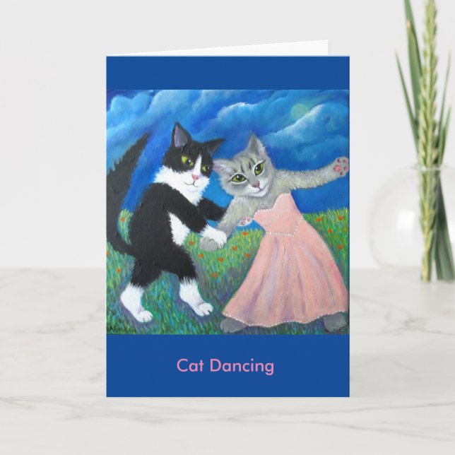 Cat Dancing Greeting card (Front)