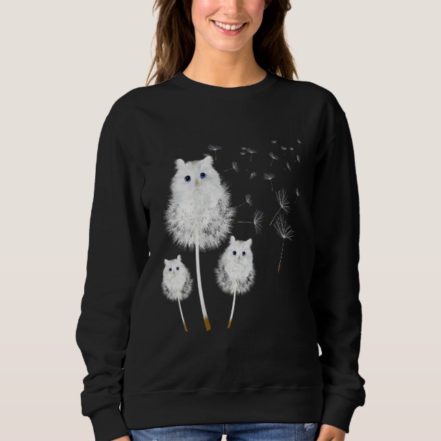 Cat Dandelion Flower Plant And Cat Pet Owner Sweatshirt (Front)