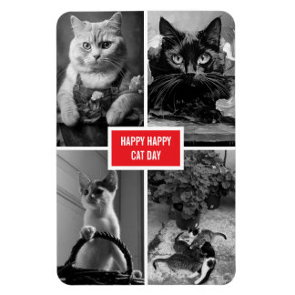 cat day black white red  magnet