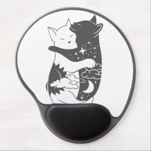 Cat day cat night illustration - Choose background Gel Mouse Pad