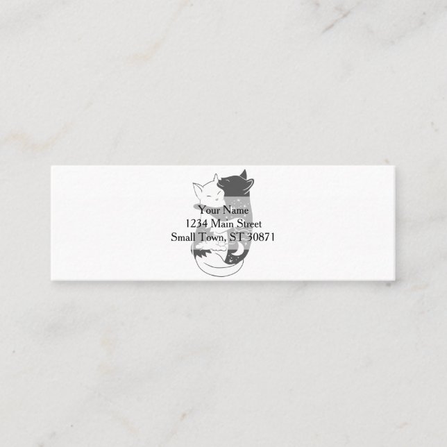 Cat day cat night illustration - Choose background Mini Business Card (Front)