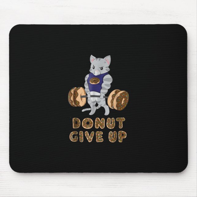 Cat Deadlift Powerlifting Doughnut Gym Mouse Pad (Front)
