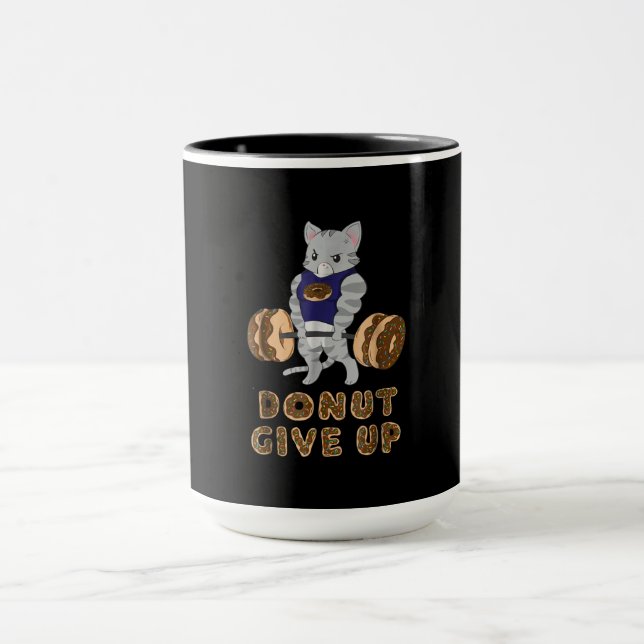 Cat Deadlift Powerlifting Doughnut Gym Mug (Center)