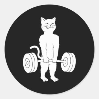 Cat Deadlift Powerlifting Kitty Muscle Cat Classic Round Sticker