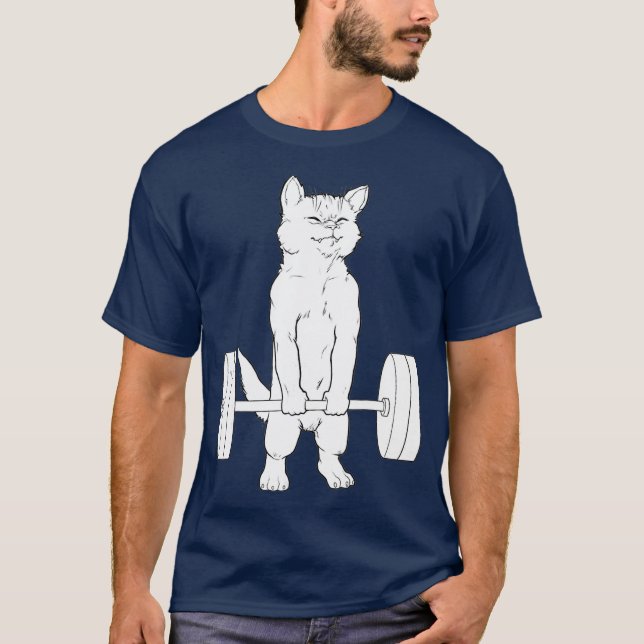 Cat Deadlift Powerlifting T-Shirt (Front)