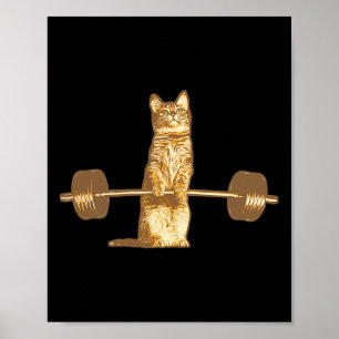 Cat Deadlifts Meow Weightlifting Bodybuilding Gym  Poster