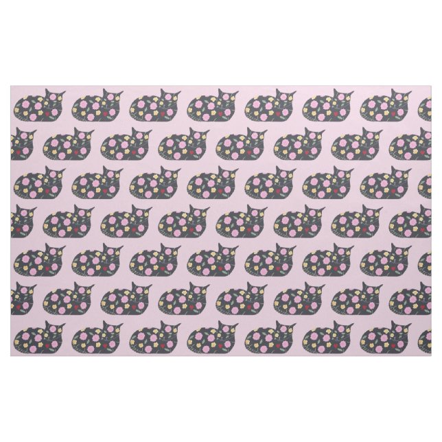 Cat Decorated with Plants Cats Can Eat - Fabric (Fat Quarter)