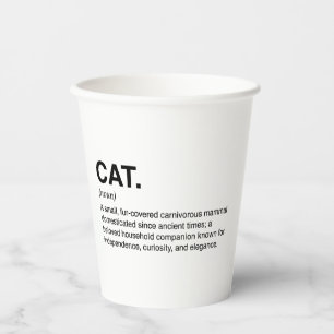 Cat Definition Noun Funny Cat Lover Paper Cups