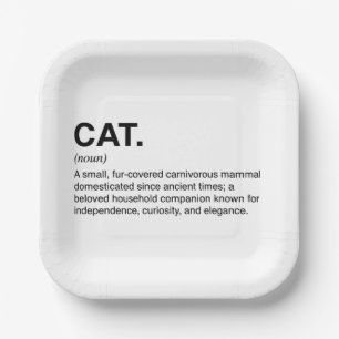 Cat Definition Noun Funny Cat Lover Paper Plate