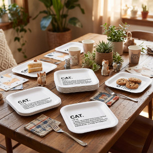 Cat Definition Noun Funny Cat Lover Paper Plate