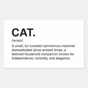 Cat Definition Noun Funny Cat Lover Rectangular Sticker