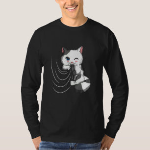 Cat Design Cat Cuddles With Duvet Plays With Curta T-Shirt