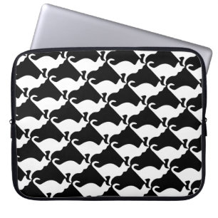 Cat design laptop sleeve   Black and white print