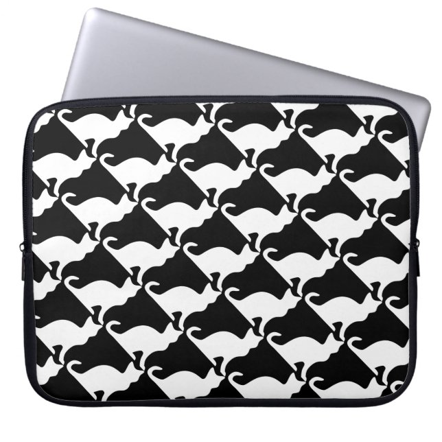 Cat design laptop sleeve | Black and white print (Front)