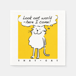 Cat Design. "Look out world, here I come!" Napkin
